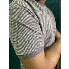 Slim Kalıp Çizgili Kumaş Erkek T-Shirt