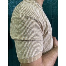Slim Kalıp Çizgili Kumaş Erkek T-Shirt
