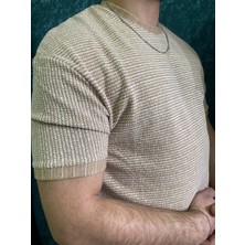 Slim Kalıp Çizgili Kumaş Erkek T-Shirt