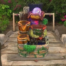 Dekoratif Değirmen Tasarımlı Renkli LED Işıklı Su Şelalesi