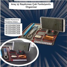 Cocoloco Home Araç Içi Telefon Tutucu Kaydırmazlı Numaratörlü Çok Fonksiyonlu Organizer Kırmızı Şeritli