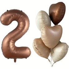 Çikolata Karamel Kalpli 2 Yaş Folyo Balon Set
