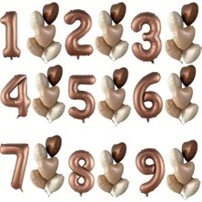 Çikolata Karamel Kalpli 2 Yaş Folyo Balon Set