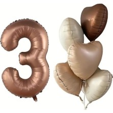 Çikolata Karamel Kalpli 3 Yaş Folyo Balon Set