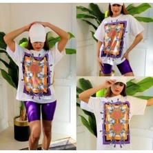 Kadın Oversize Baskılı Bol Geniş Kalıp Salaş Kesim T-Shirt