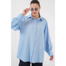 Fevien Çizgili Uzun Gömlek Tunik 5963 - Mavi