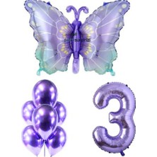 Mor Kelebek 3 Yaş Folyo Balon Set