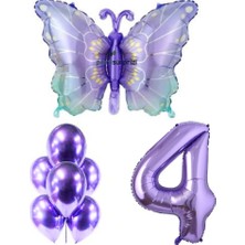 Mor Kelebek 4 Yaş Folyo Balon Set