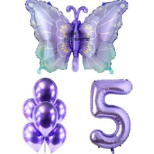 Mor Kelebek 5 Yaş Folyo Balon Set