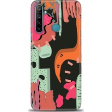 gmotp Realme 6i Kılıf Hd Baskılı - Turuncu Siyah