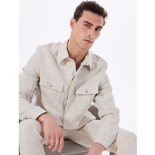 Vizon Erkek Regular Fit Kareli %100 Keten Ceket FC5SM-CKT 2561