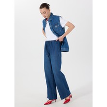 Mustang Standart Bel Normal Paça Bol Kesim Lacivert Kadın Denim Pantolon M5SL-PNT1010