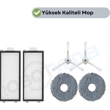robotyedek Roborock Q Revo Master Uyumlu Hepa Filtre Beyaz Yan Fırça Mop-6 Parça