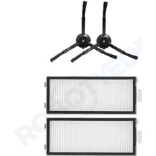 robotyedek Roborock Q Revo Master Siyah Uyumlu Hepa Filtre ve Yan Fırça-4 Parça