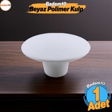 Bohem Beyaz Geniş Mantar Kulp Düğme 1 Adet Mobilya Dolabı Çekmece Mutfak Dolap Kulpu Kulbu Plastik