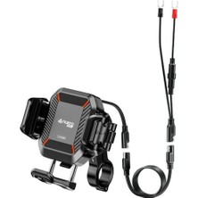 Nukrotech M33 Plus Titreşim Modüllü Motosiklet Telefon Tutucu (Kablosuz ve Type-C Şarjlı )