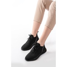 DM-501 Siyah Bağcıklı Faylon Taban Günlük Spor Ayakkabı