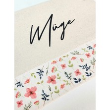 Happy Mountains Isme Özel Kişiye Özel Yeşil Yaprak Desenli Baskılı Clutch Kadın Bez Çanta Bez Makyaj Çantası