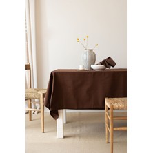 Wellstil Premium | Keten Koyu Kahve Masa Örtüsü 100 X 100 Cm