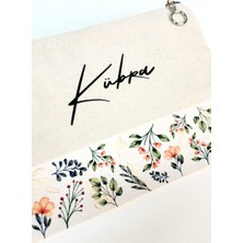 Happy Mountains Isme Özel Kişiye Özel Yeşil Yaprak Desenli Baskılı Clutch Kadın Bez Çanta Bez Makyaj Çantası