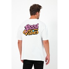 Good Vibes Baskılı Oversize Tişört