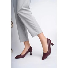 Tarçın Ayakkabı Hakiki Deri Bordo Kadın Deri Topuklu Ayakkabı TRC50-92280