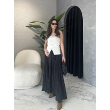Kraşlı Kırışık Efektli Bohem Etek