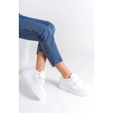 Valencıa Cırt Cırtlı Ortopedik Taban Kadın Sneaker - Beyaz