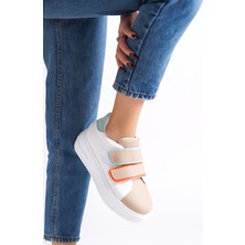 Valencıa Cırt Cırtlı Ortopedik Taban Kadın Sneaker - Ten Mavi