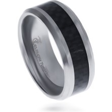 Erkek Siyah Desenli Tungsten Yüzük
