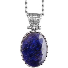 Kambo Doğal Taş Kolye - 925 Ayar Gümüş Kolye (Safir)