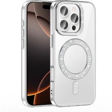 Apple iPhone 16 Pro Max Kılıf Pırlanta Taş Tasarımlı Magsafe Şarj Özellikli Redclick Karetta Silikon Kapak