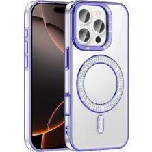 Apple iPhone 16 Pro Max Kılıf Pırlanta Taş Tasarımlı Magsafe Şarj Özellikli Redclick Karetta Silikon Kapak