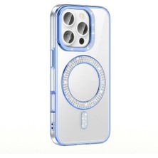 Apple iPhone 16 Pro Max Kılıf Pırlanta Taş Tasarımlı Magsafe Şarj Özellikli Redclick Karetta Silikon Kapak