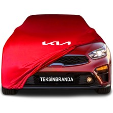 Kia Forte 3 Hatchback  Kırmızı Kumaş Araba Branda Logolu Kumaş Araba Brandası Penye Oto Branda