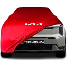 Kia Ev9 (2024 - )  Kırmızı Kumaş Araba Branda Logolu Kumaş Araba Brandası Penye Oto Branda