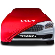 Kia K9 2 (2018 - )  Kırmızı Kumaş Araba Branda Logolu Kumaş Araba Brandası Penye Oto Branda
