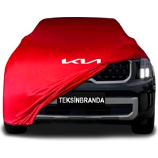 Kia Telluride  Kırmızı Kumaş Araba Branda Logolu Kumaş Araba Brandası Penye Oto Branda