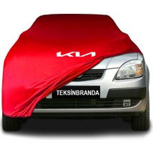 Kia Rio 2 Hatchback JB(2005 - 2009)  Kırmızı Kumaş Araba Branda Logolu Kumaş Araba Brandası Penye Oto Branda