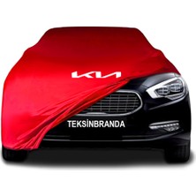 Kia K9 (2014 - 2018)  Kırmızı Kumaş Araba Branda Logolu Kumaş Araba Brandası Penye Oto Branda