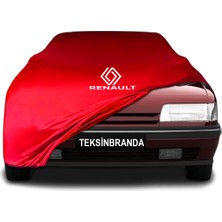 Renault 21 Hatchback Kırmızı Kumaş Araba Branda Logolu Penye Oto Branda