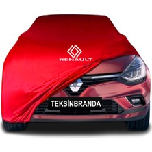 Renault Clio 4 (2012 - 2019) Hb Kırmızı Kumaş Araba Branda Logolu Penye Oto Branda