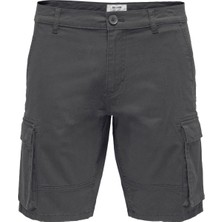 Only & Sons  Normal Bel  Düz Antrasit Erkek Kargo Şort  -  22016689_ONSCAM Stage Cargo Shorts