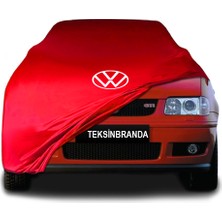Volkswagen Polo 3 Station Wagon (1994-2000) Kırmızı Kumaş Araba Branda Logolu Kumaş Araba Brandası Penye Oto Branda