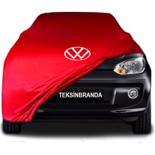 Volkswagen Up Kırmızı Kumaş Araba Branda Logolu Kumaş Araba Brandası Penye Oto Branda