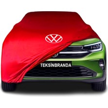 Volkswagen Taigo  Kırmızı Kumaş Araba Branda Logolu Kumaş Araba Brandası Penye Oto Branda