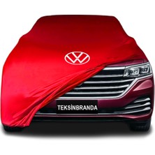 Volkswagen Viloran  Kırmızı Kumaş Araba Branda Logolu Kumaş Araba Brandası Penye Oto Branda