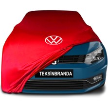Volkswagen Ameo  Kırmızı Kumaş Araba Branda Logolu Kumaş Araba Brandası Penye Oto Branda