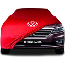 Volkswagen Lavida 3 Sedan Kırmızı Kumaş Araba Branda Logolu Kumaş Araba Brandası Penye Oto Branda