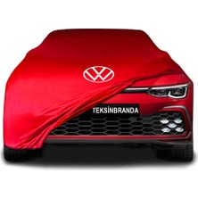 Volkswagen Golf 8 (2020 - ) Kırmızı Kumaş Araba Branda Logolu Kumaş Araba Brandası Penye Oto Branda